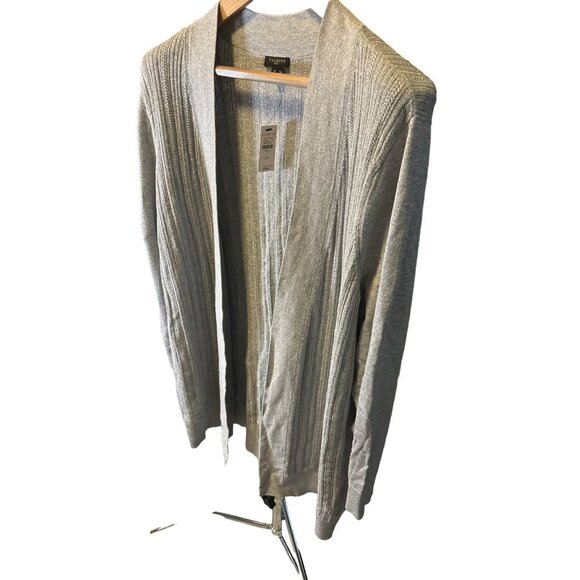 Talbots NWT Plus Grey Metallic Thread Long Sleeve Open Knit Cardigan SZ 2XL - Picture 3 of 9